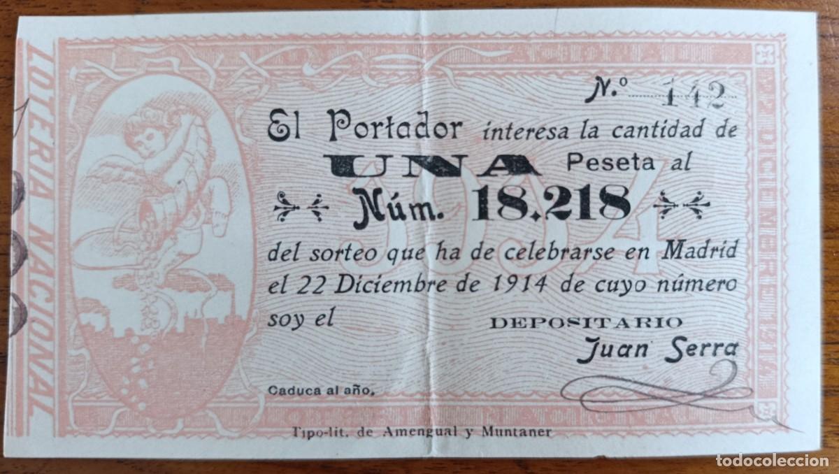 Loter&iacute;a Nacional: PARTICIPACI&Oacute;N LOTERIA NACIONAL. LA PUEBLA, MALLORCA, 1914.