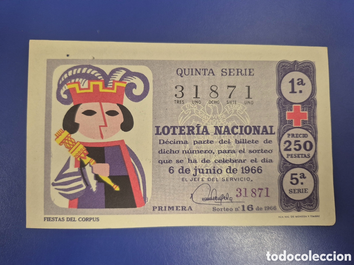 Loter&iacute;a Nacional: LOTERIA NACIONAL SORTEO 16 DE 1966 CRUZ ROJA SERIE 5