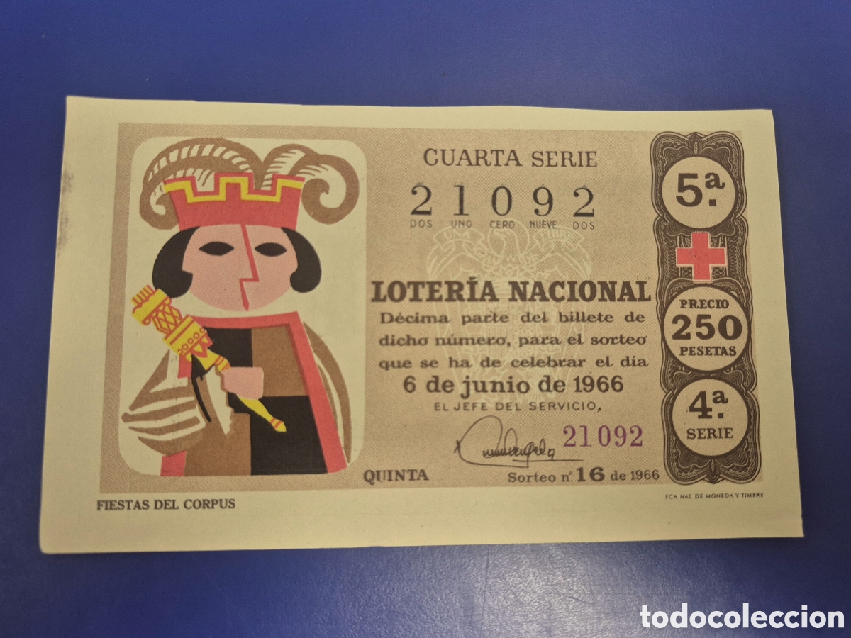 Loter&iacute;a Nacional: LOTERIA NACIONAL SORTEO 16 DE 1966 CRUZ ROJA SERIE 4