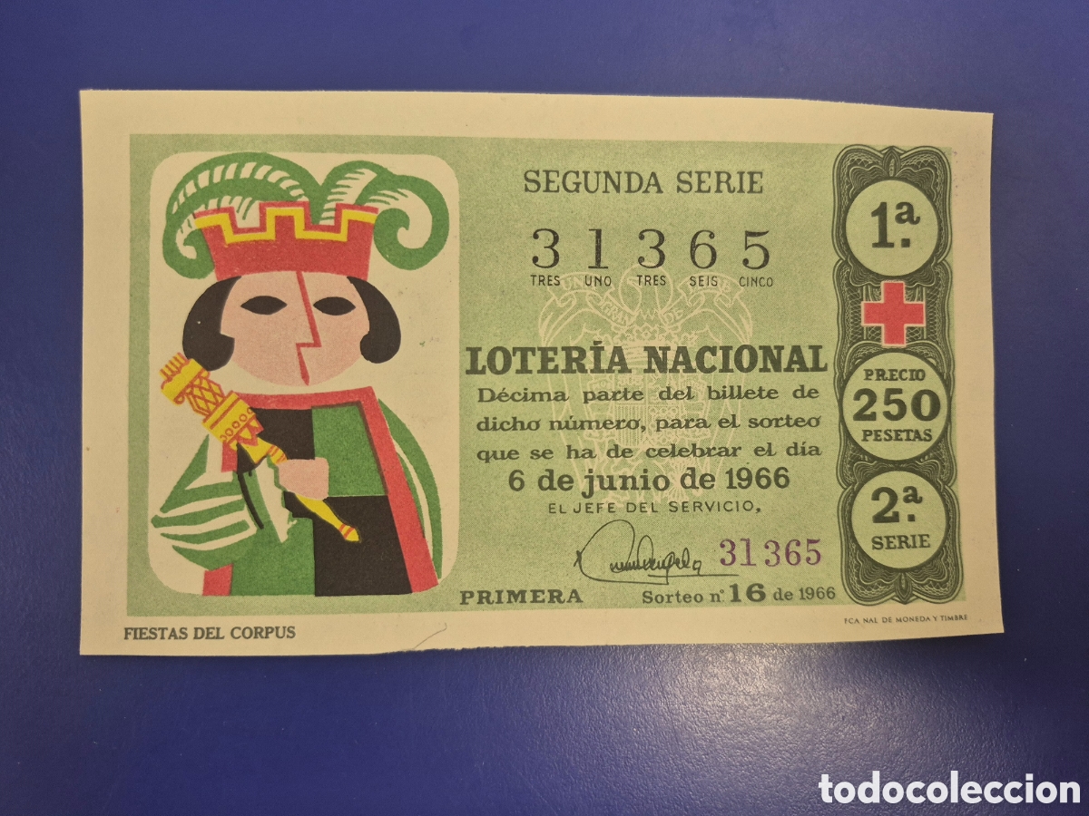 Loter&iacute;a Nacional: LOTERIA NACIONAL SORTEO 16 DE 1966 CRUZ ROJA SERIE 2