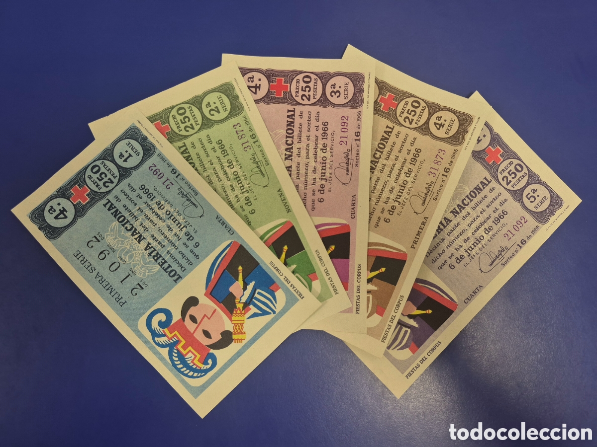 Loter&iacute;a Nacional: LOTERIA NACIONAL SORTEO 16 DE 1966 CRUZ ROJA SERIE COMPLETA