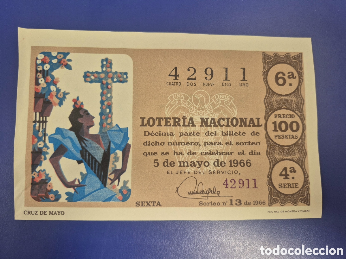 Loter&iacute;a Nacional: LOTERIA NACIONAL SORTEO 13 de 1962 SERIE 4