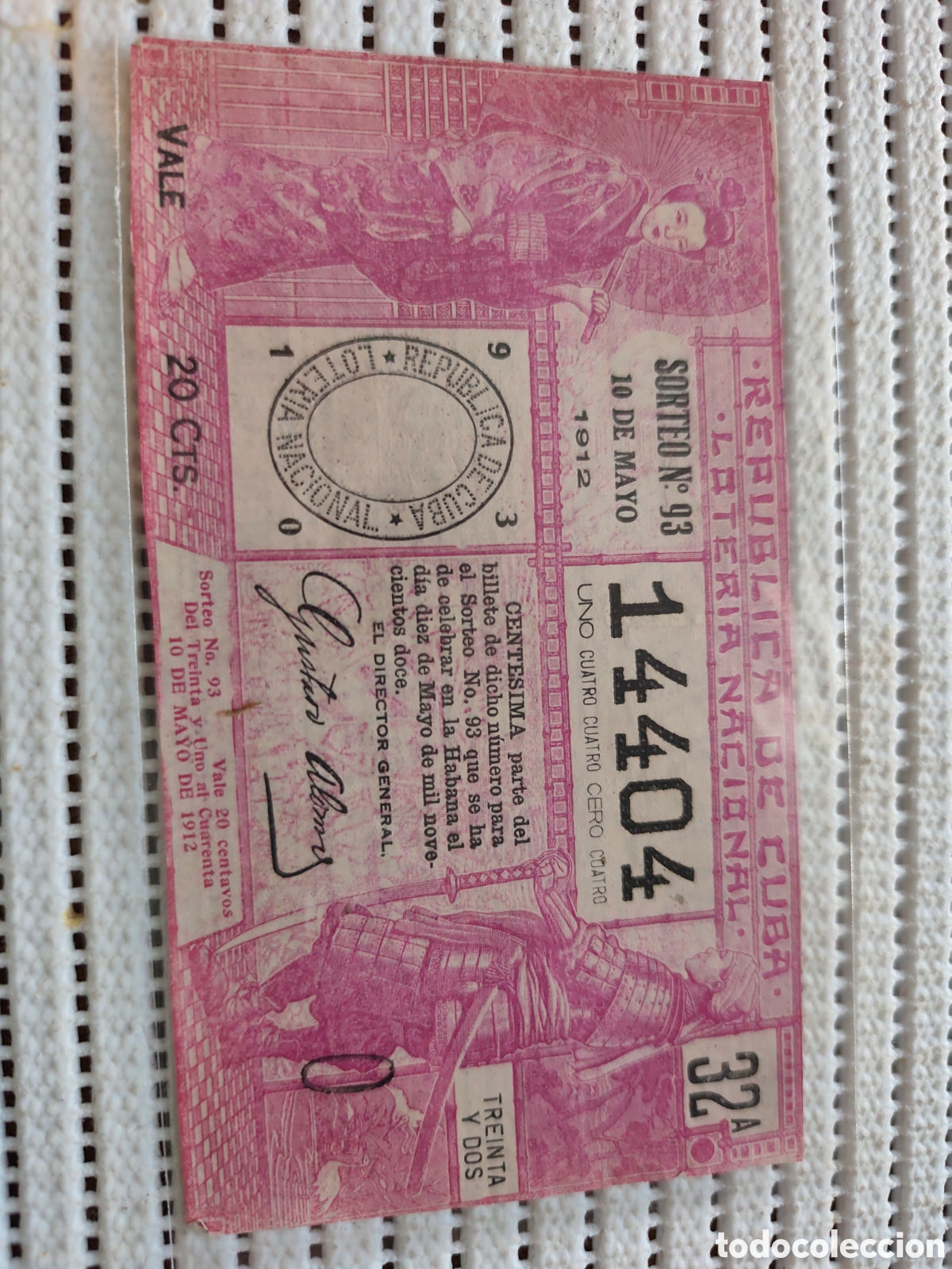 Loter&iacute;a Nacional: 26-1155 UN BILLETE DE LOTER&Iacute;A DE CUBA A&Ntilde;O 1912