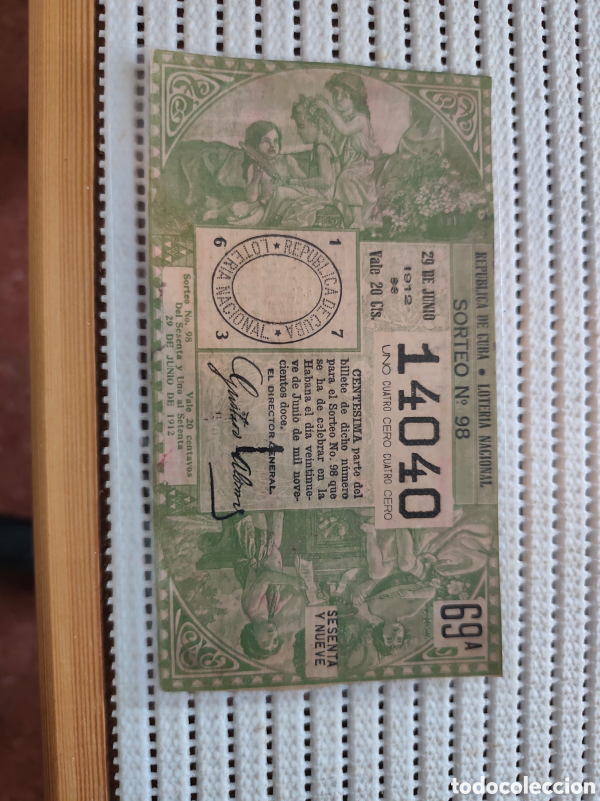 Loter&iacute;a Nacional: 26-1156 UN BILLETE DE LOTER&Iacute;A DE CUBA A&Ntilde;O 1912