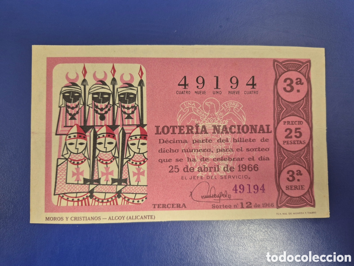 Loter&iacute;a Nacional: LOTERIA NACIONAL SORTEO 12 DE 1962 SERIE 3