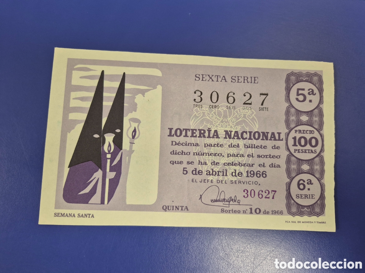 Loter&iacute;a Nacional: LOTERIA NACIONAL SORTEO 10 DE 1962 SERIE 6