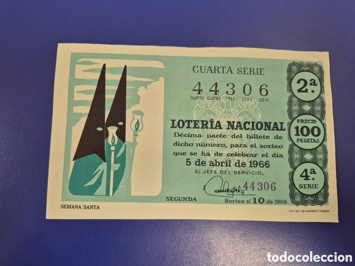 Loter&iacute;a Nacional: LOTERIA NACIONAL SORTEO 10 DE 1962 SERIE 4