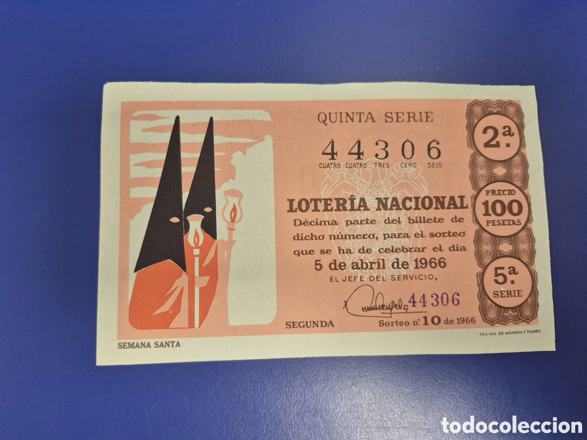 Loter&iacute;a Nacional: LOTERIA NACIONAL SORTEO 10 DE 1962 SERIE 5