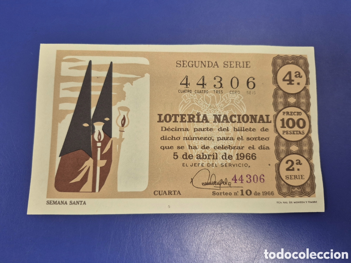 Loter&iacute;a Nacional: LOTERIA NACIONAL SORTEO 10 DE 1962 SERIE 2