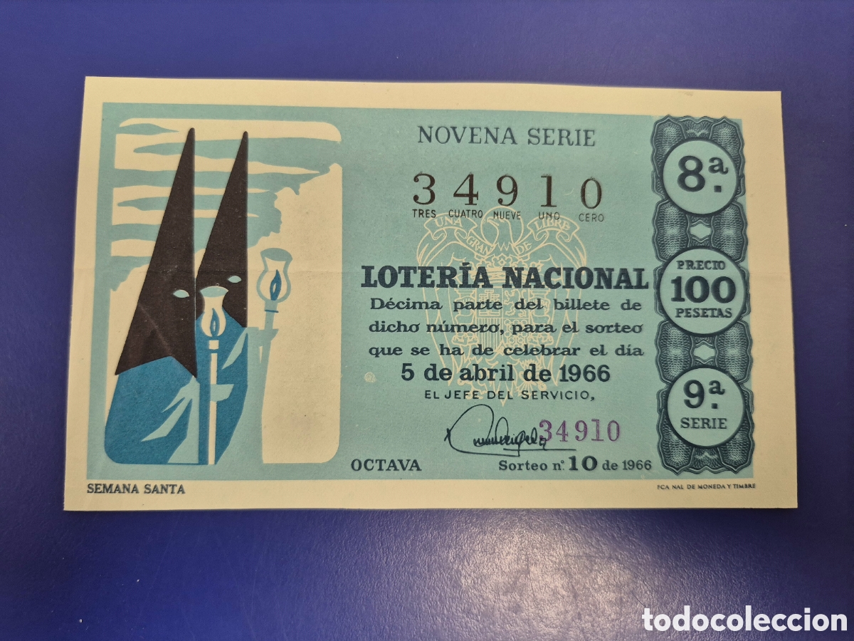 Loter&iacute;a Nacional: LOTERIA NACIONAL SORTEO 10 DE 1962 SERIE 9
