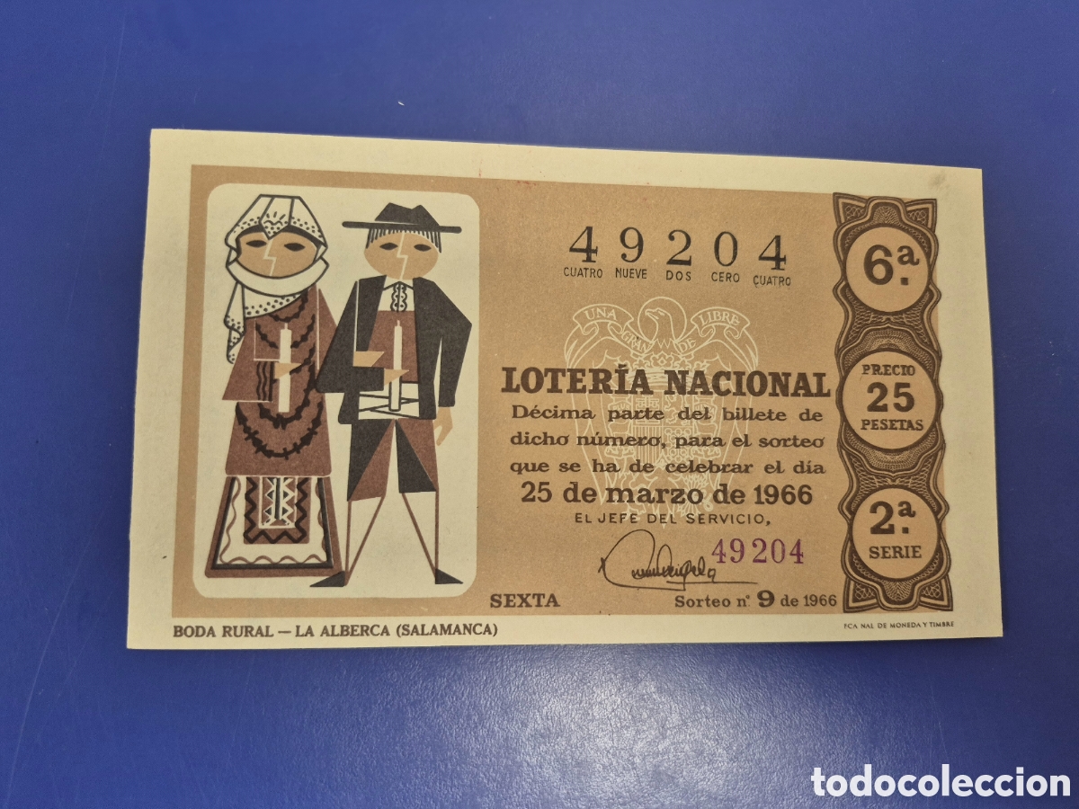 Loter&iacute;a Nacional: LOTERIA NACIONAL SORTEO 9 DE 1966 SERIE 1