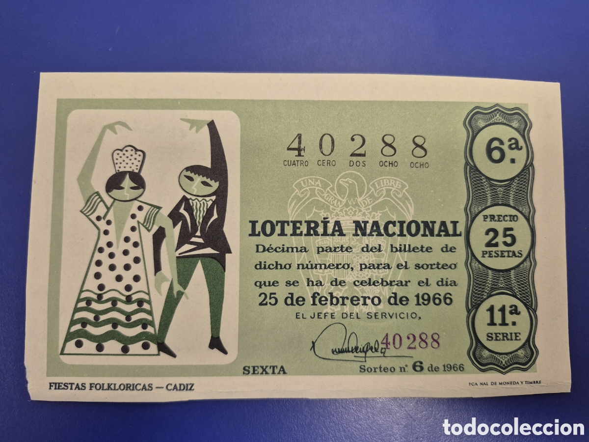 Loter&iacute;a Nacional: LOTERIA NACIONAL SORTEO 6 DE 1966 SERIE 11