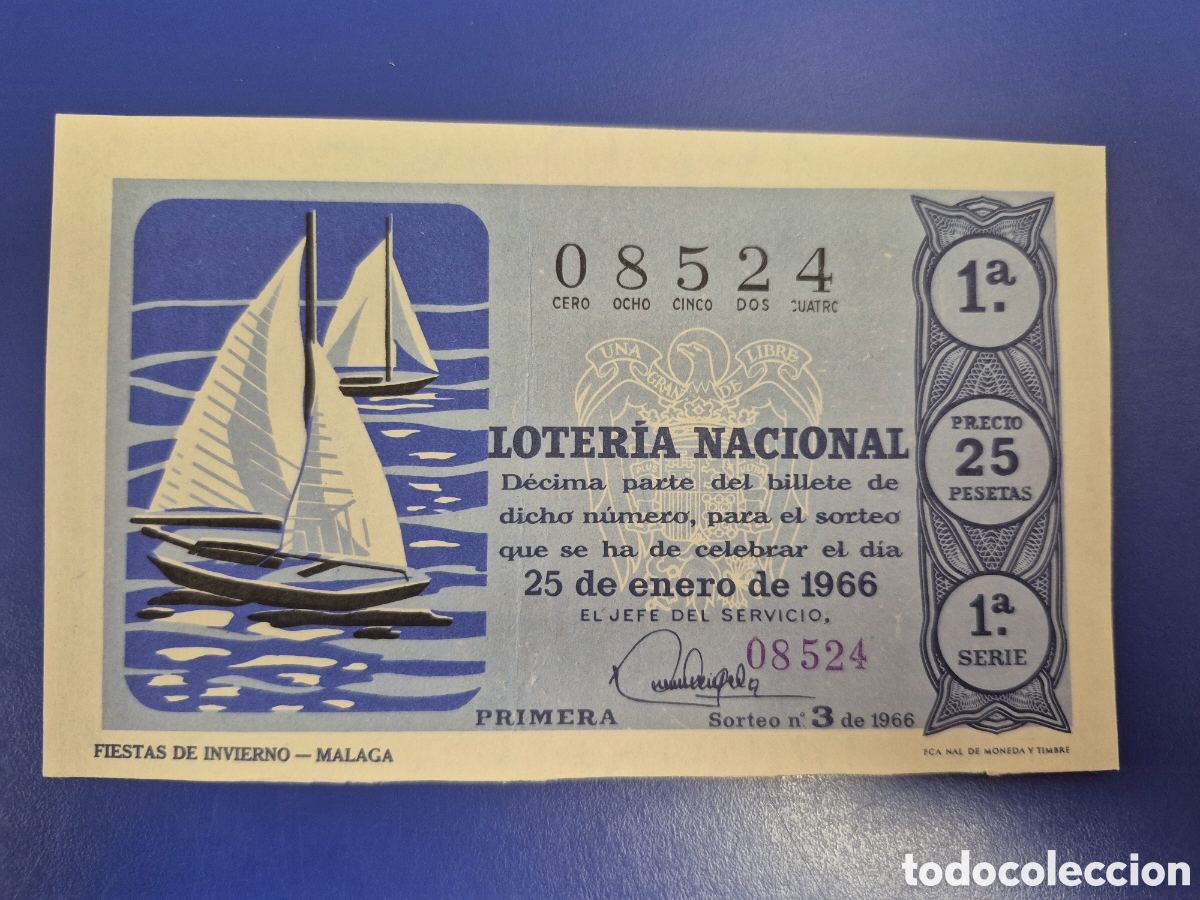 National Spanish Lottery: LOTERIA NACIONAL SORTEO 3 DE 1966 SERIE 1