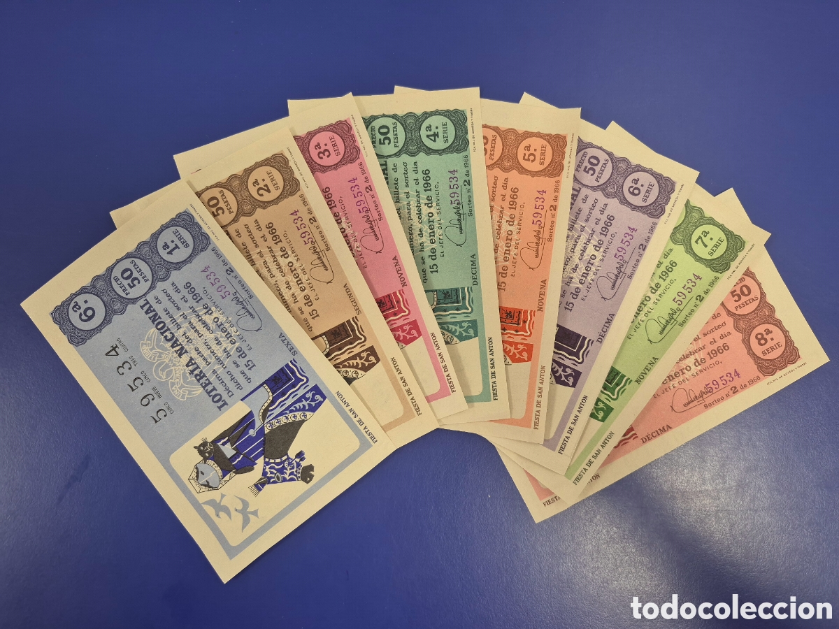 Loter&iacute;a Nacional: LOTERIA NACIONAL SORTEO 10 DE 1966 SERIE COMPLETA