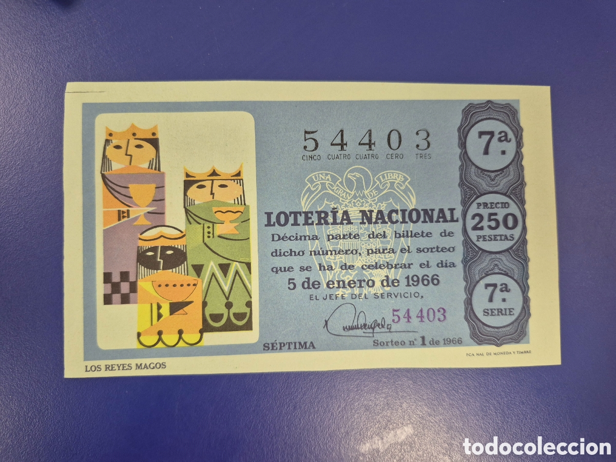 Loter&iacute;a Nacional: LOTERIA NACIONAL SORTEO 1 DE 1966 NI&Ntilde;O SERIE 7