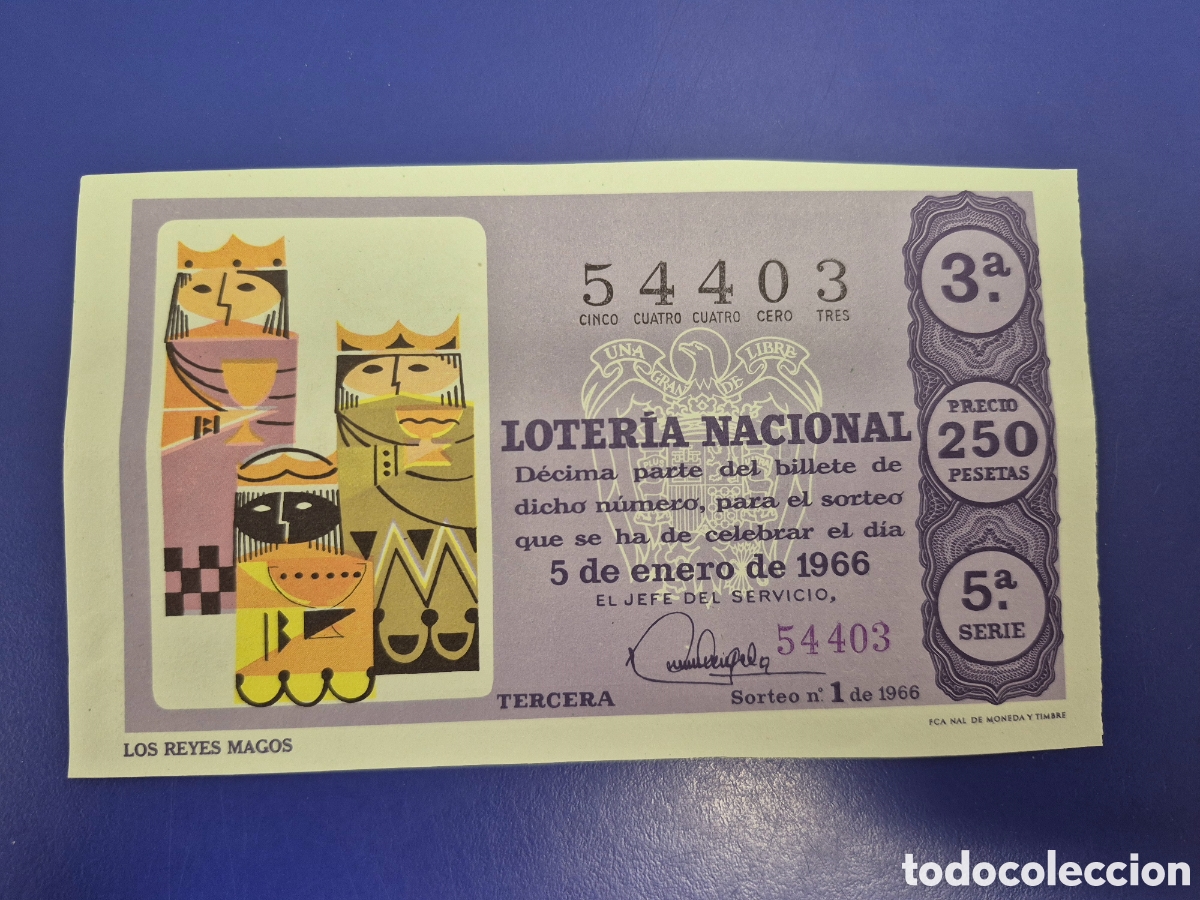 Loter&iacute;a Nacional: LOTERIA NACIONAL SORTEO 1 DE 1966 NI&Ntilde;O SERIE 5