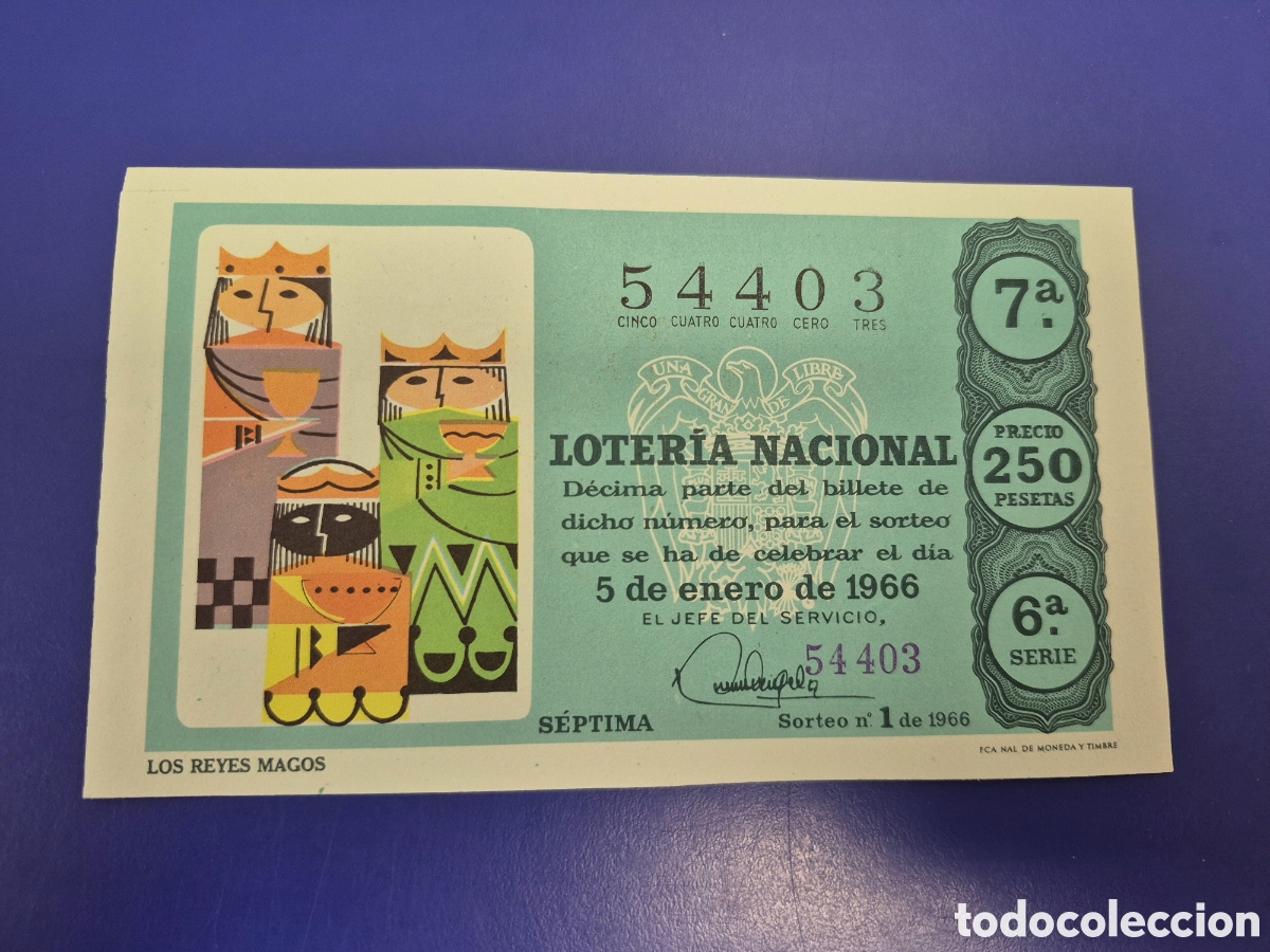 Loter&iacute;a Nacional: LOTERIA NACIONAL SORTEO 1 DE 1966 NI&Ntilde;O SERIE 6