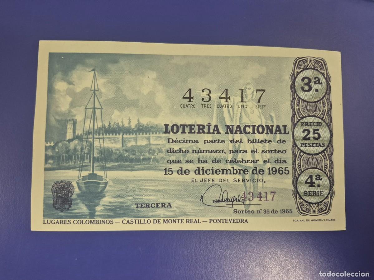 Loter&iacute;a Nacional: LOTERIA NACIONAL SORTEO 35 DE 1965 SERIE 4