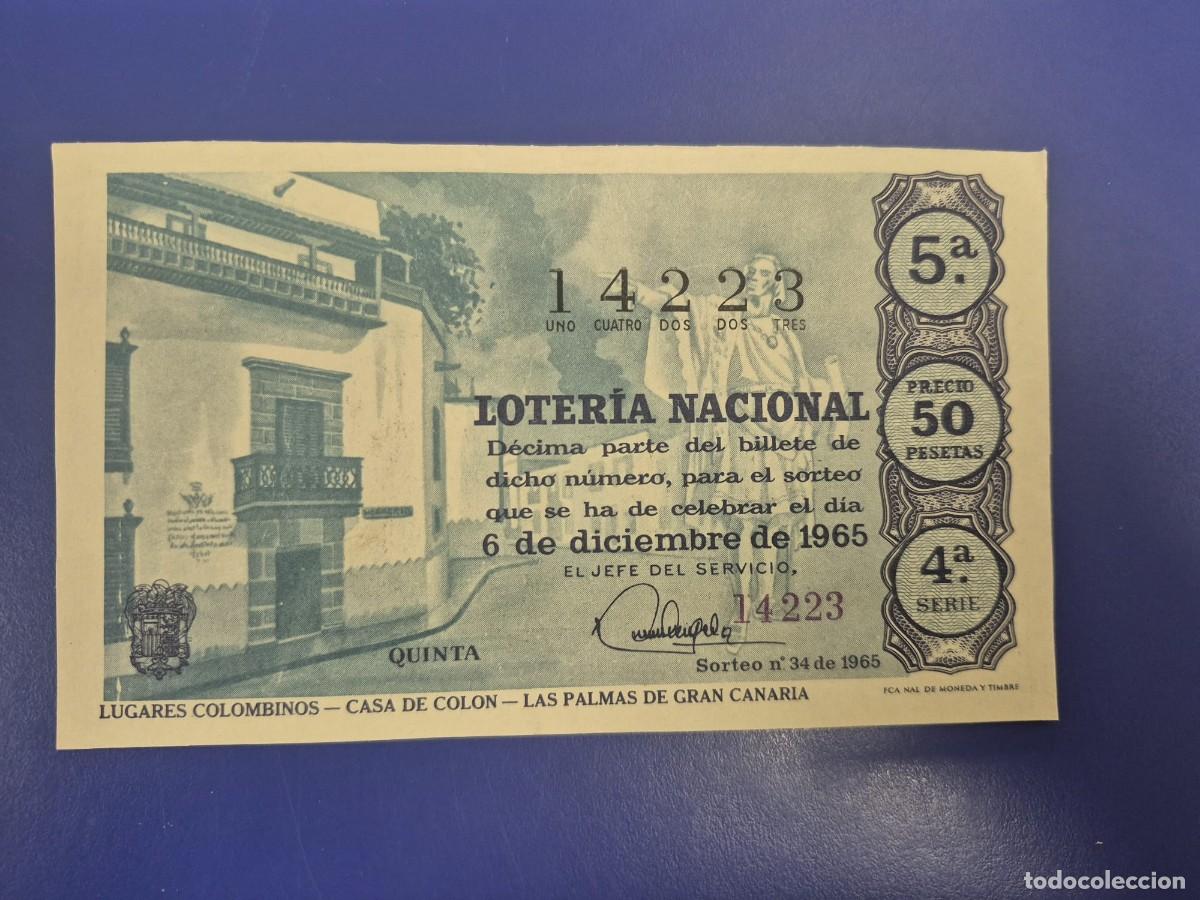Loter&iacute;a Nacional: LOTERIA NACIONAL SORTEO 34 DE 1965 SERIE 4