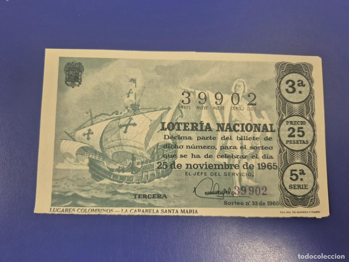 Loter&iacute;a Nacional: LOTERIA NACIONAL SORTEO 33 DE 1965 SERIE 4