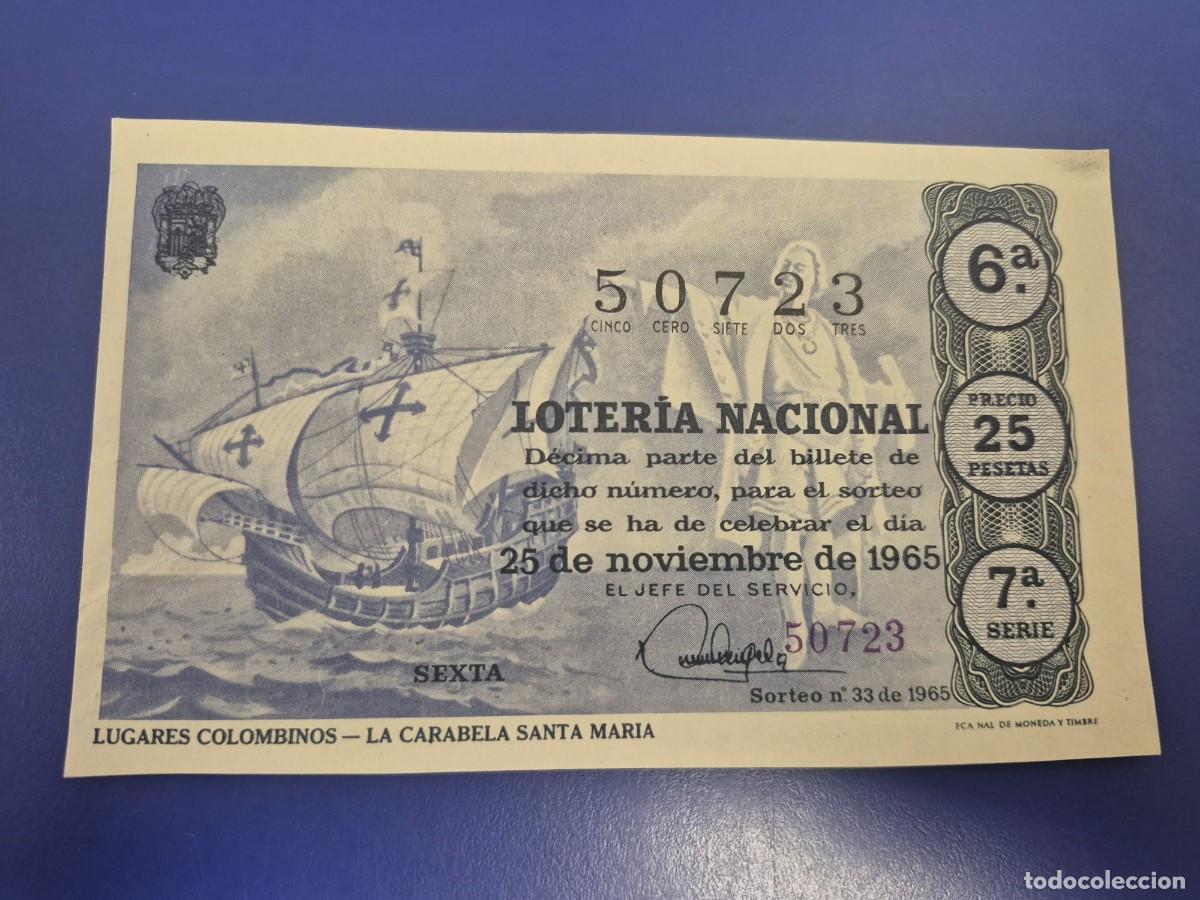 Loter&iacute;a Nacional: LOTERIA NACIONAL SORTEO 33 DE 1965 SERIE 7
