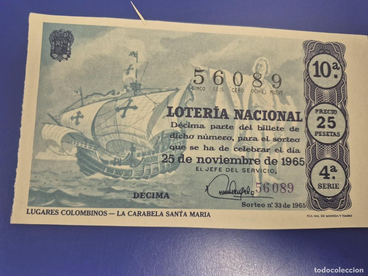Loter&iacute;a Nacional: LOTERIA NACIONAL SORTEO 33 DE 1965 SERIE 4
