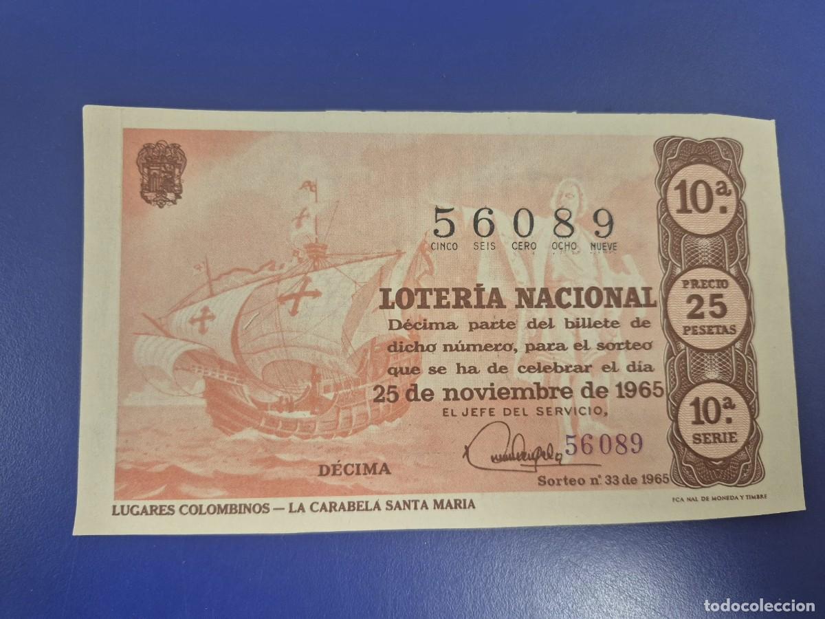 Loter&iacute;a Nacional: LOTERIA NACIONAL SORTEO 33 DE 1965 SERIE 10