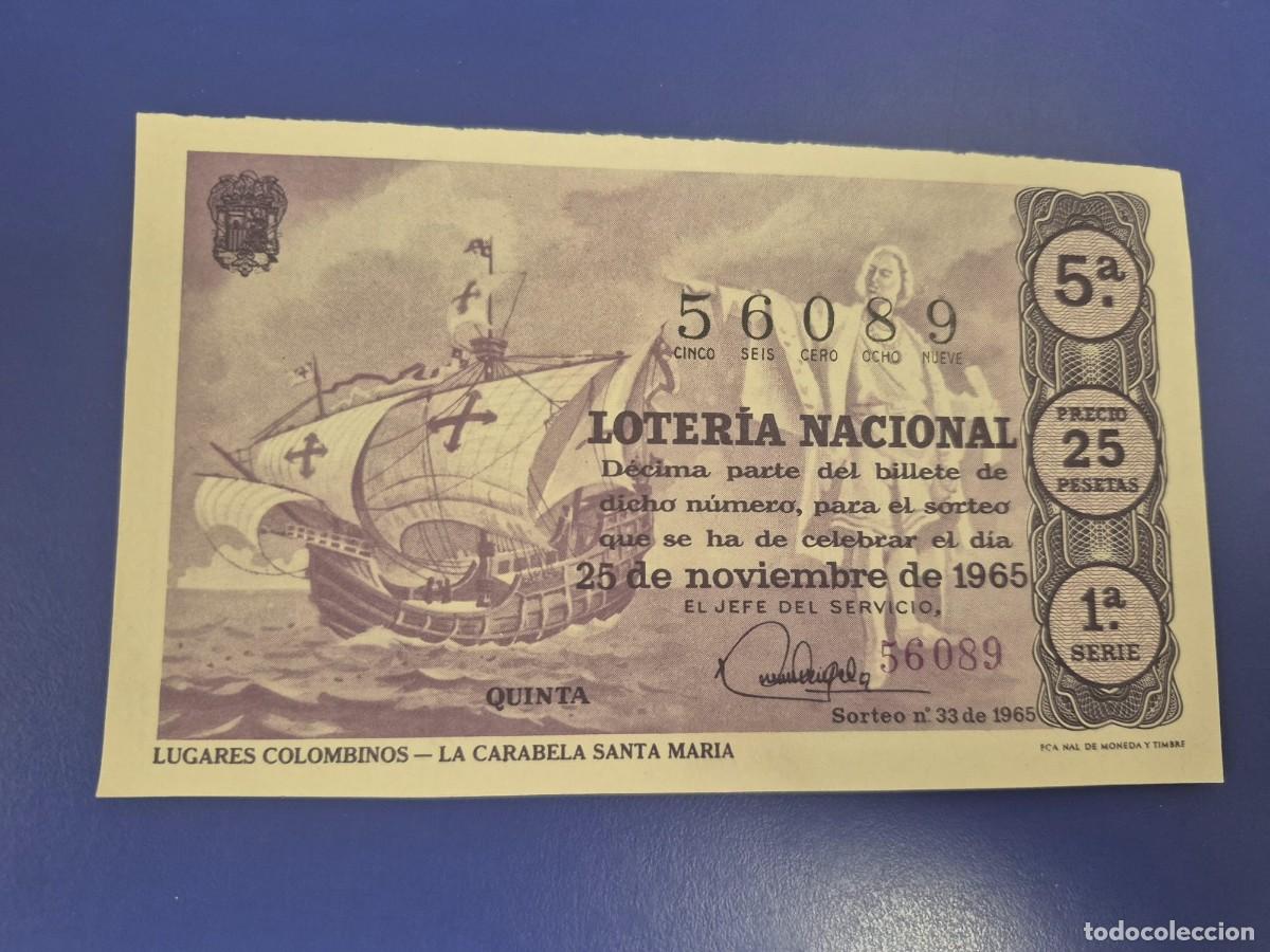 Loter&iacute;a Nacional: LOTERIA NACIONAL SORTEO 33 DE 1965 SERIE 1