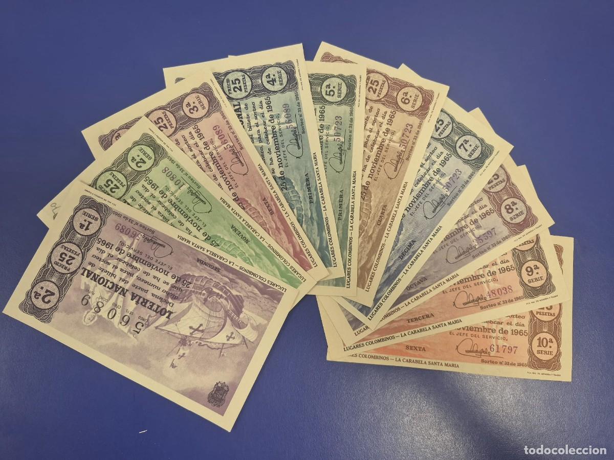 Loter&iacute;a Nacional: LOTERIA NACIONAL SORTEO 33 DE 1965 SERIE COMPLETA