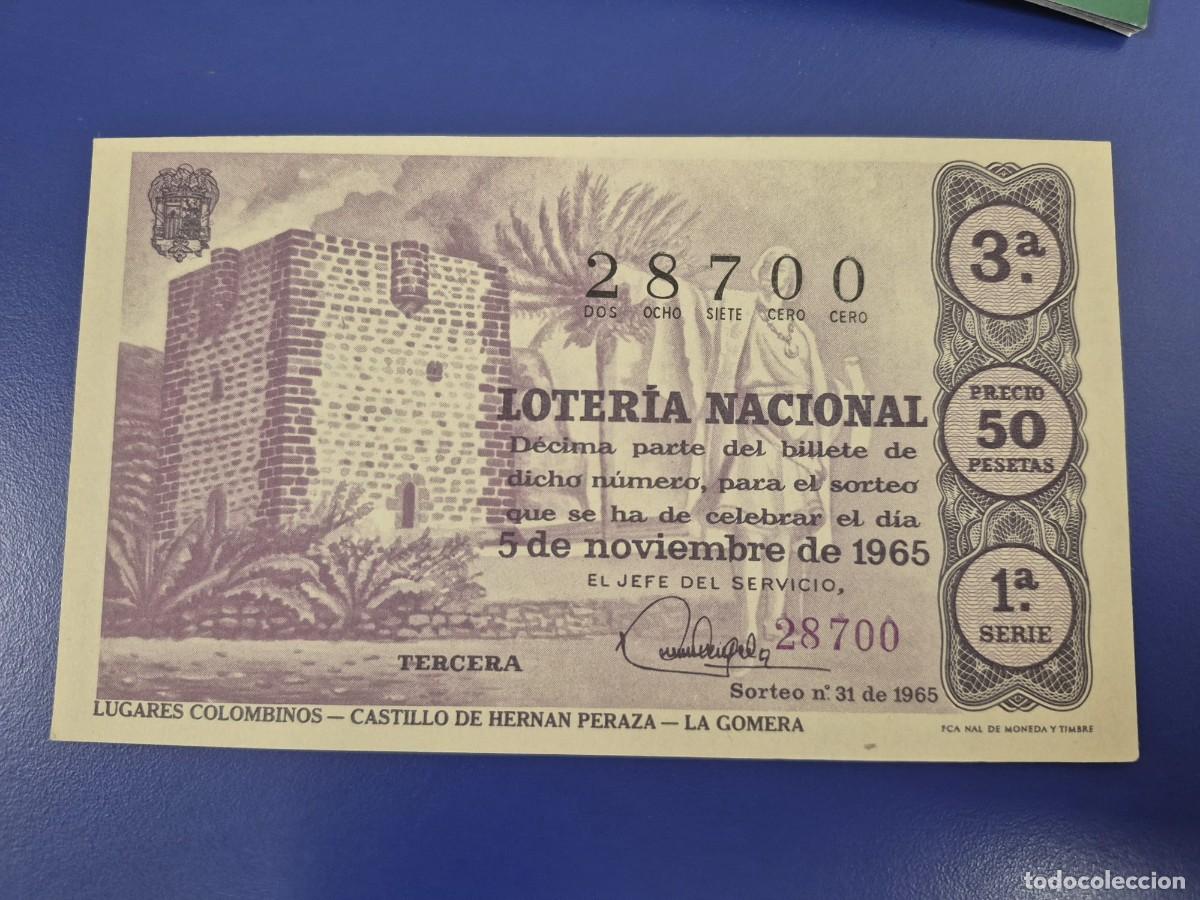 Loter&iacute;a Nacional: LOTERIA NACIONAL SORTEO 31 DE 1965 SERIE 1