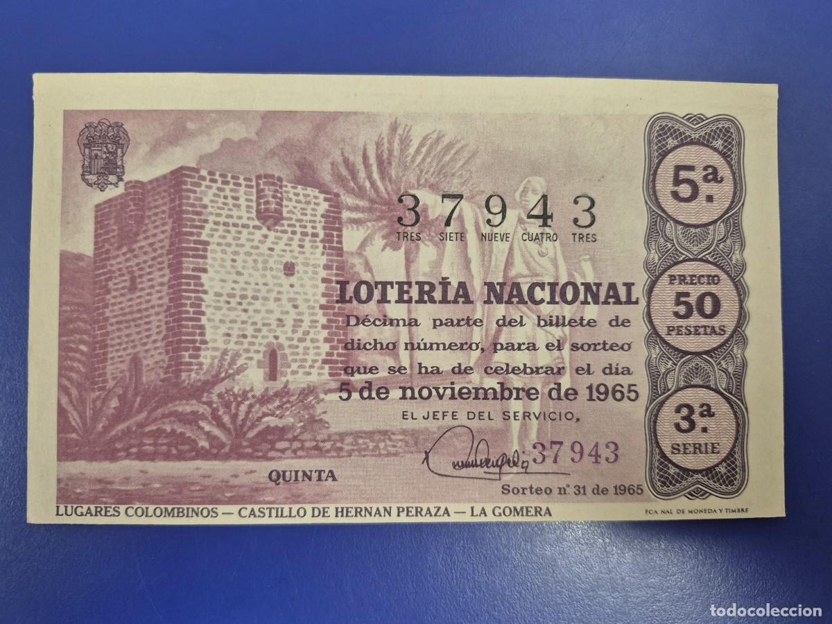 Loter&iacute;a Nacional: LOTERIA NACIONAL SORTEO 31 DE 1965 SERIE 3