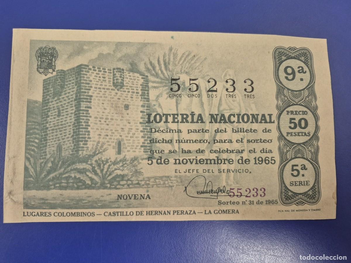 Loter&iacute;a Nacional: LOTERIA NACIONAL SORTEO 31 DE 1965 SERIE 5