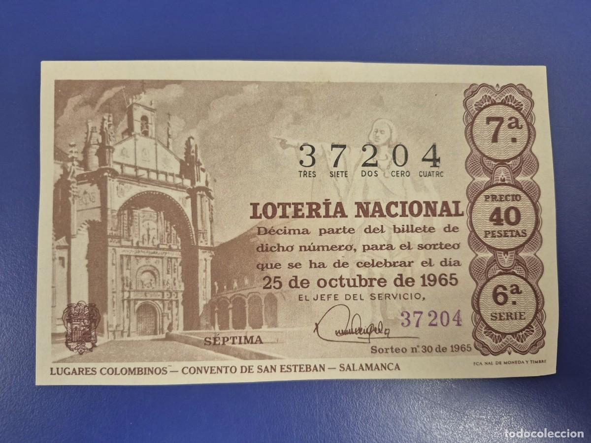 Loter&iacute;a Nacional: LOTERIA NACIONAL SORTEO 30 DE 1965 SERIE 6