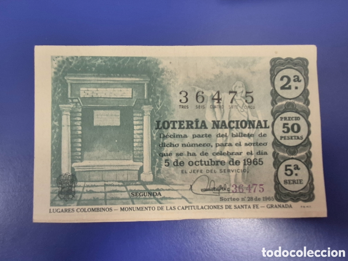 Lotteria Nationale Spagnola: LOTERIA NACIONAL SORTEO 28 DE 1965 SERIE 5