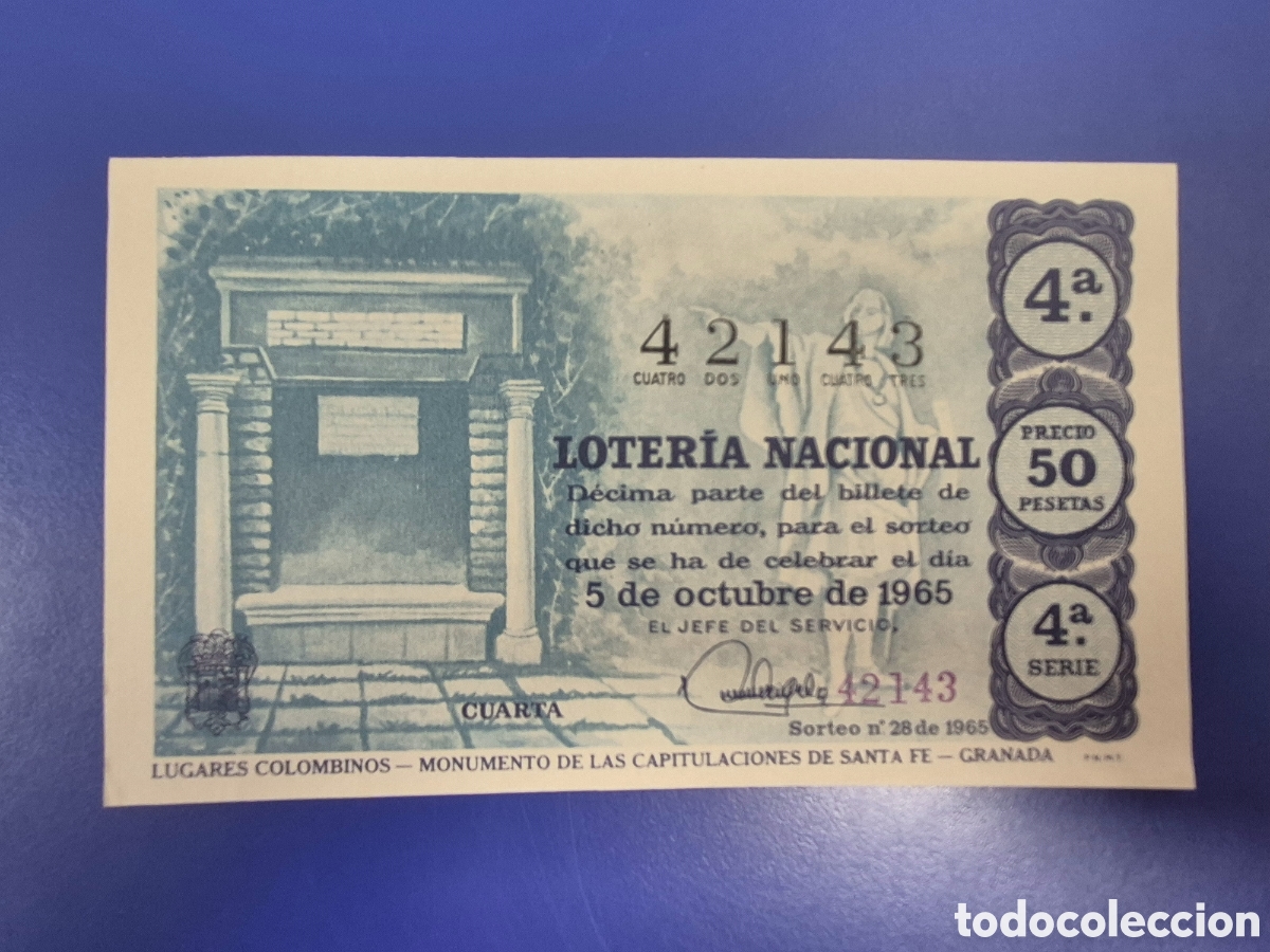 Lotteria Nationale Spagnola: LOTERIA NACIONAL SORTEO 28 DE 1965 SERIE 4