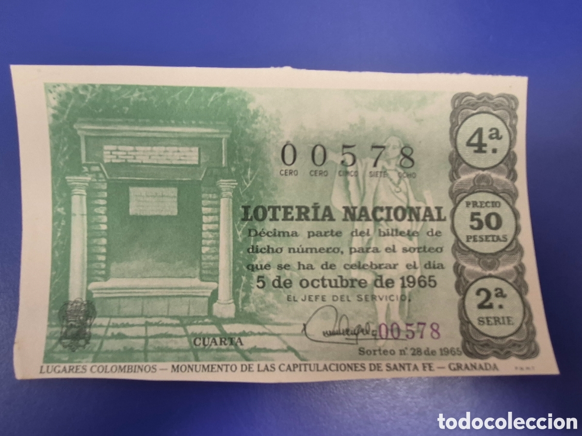 Lotteria Nationale Spagnola: LOTERIA NACIONAL SORTEO 28 DE 1965 SERIE 2