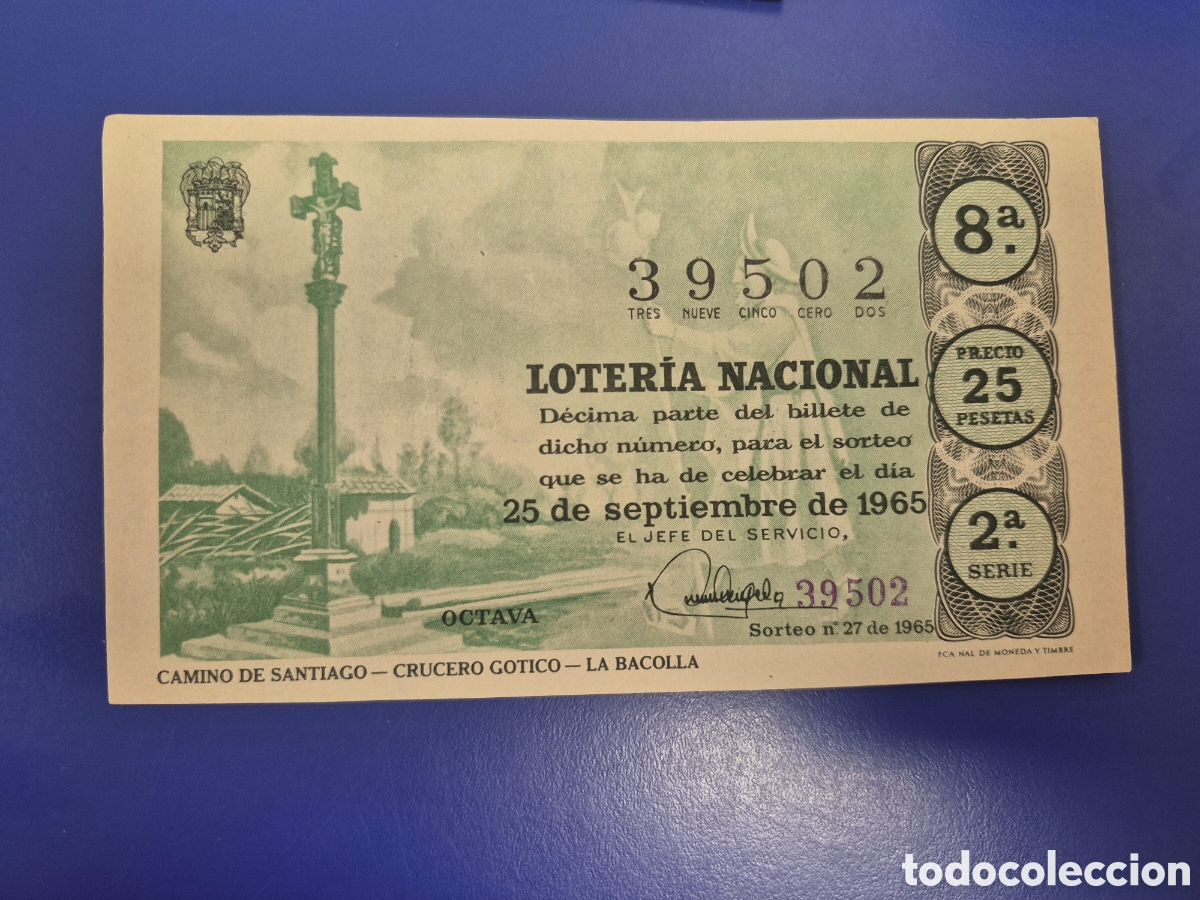 Loter&iacute;a Nacional: LOTERIA NACIONAL SORTEO 27 DE 1965 SERIE 2