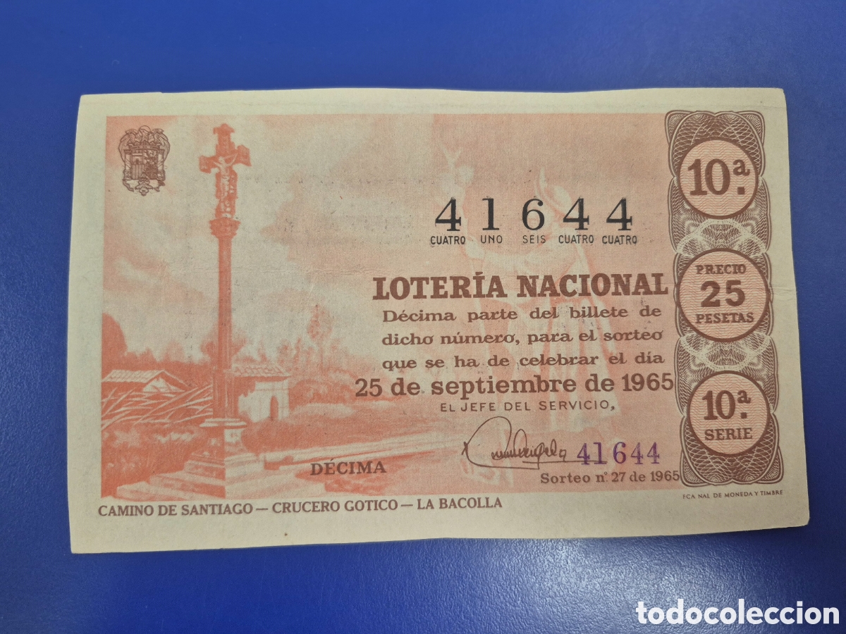 Loter&iacute;a Nacional: LOTERIA NACIONAL SORTEO 27 DE 1965 SERIE 10