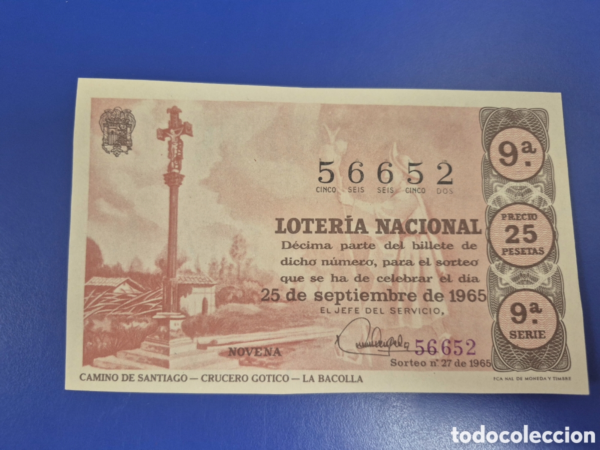 Loter&iacute;a Nacional: LOTERIA NACIONAL SORTEO 27 DE 1965 SERIE 9
