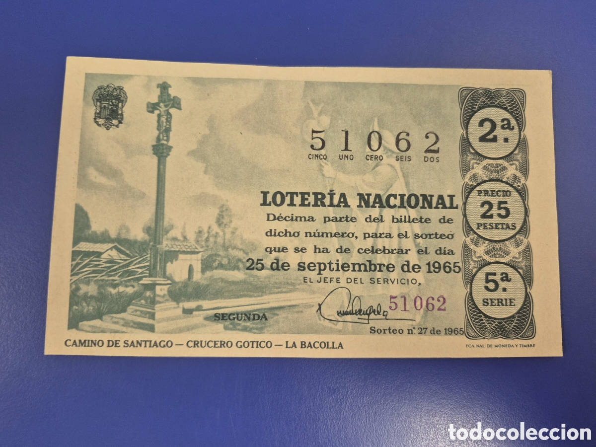 Loter&iacute;a Nacional: LOTERIA NACIONAL SORTEO 27 DE 1965 SERIE 5