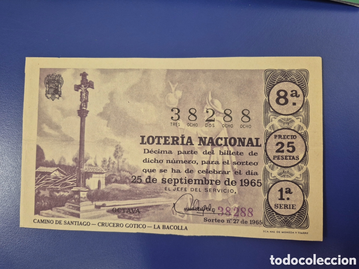 Loter&iacute;a Nacional: LOTERIA NACIONAL SORTEO 27 DE 1965 SERIE 1