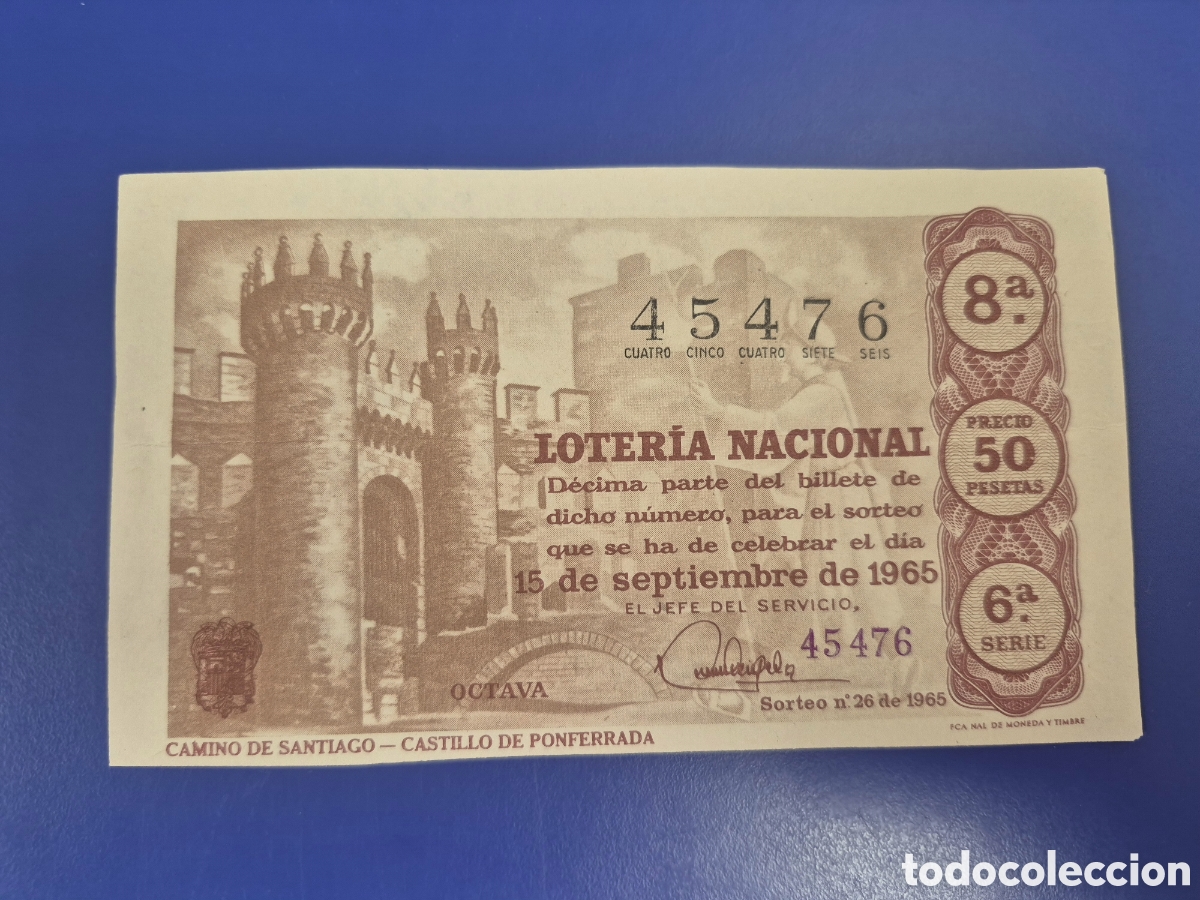 Loter&iacute;a Nacional: LOTERIA NACIONAL SORTEO 26 DE 1965 SERIE 6