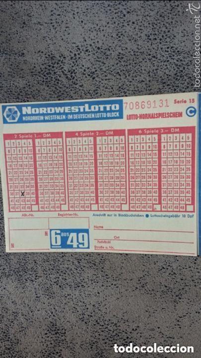 Loter&iacute;a Nacional: Boleto de quiniela alemana - NORDWESTLOTTO - LOTO 6 49