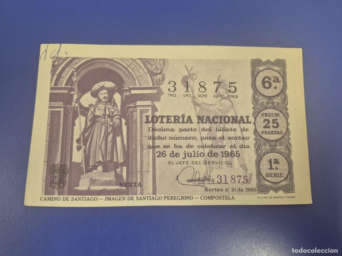 Loter&iacute;a Nacional: LOTERIA NACIONAL SORTEO 21 DE 1965 SERIE 1