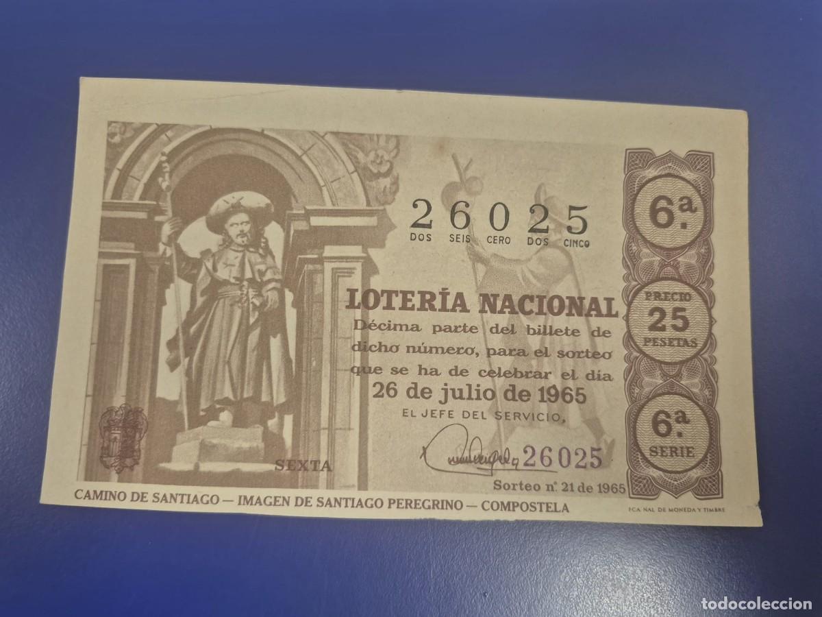 Loter&iacute;a Nacional: LOTERIA NACIONAL SORTEO 21 DE 1965 SERIE 6