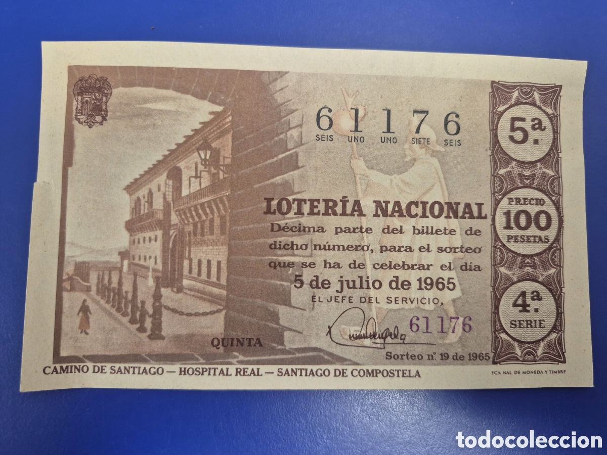 Loter&iacute;a Nacional: LOTERIA NACIONAL SORTEO 19 DE 1965 SERIE 4