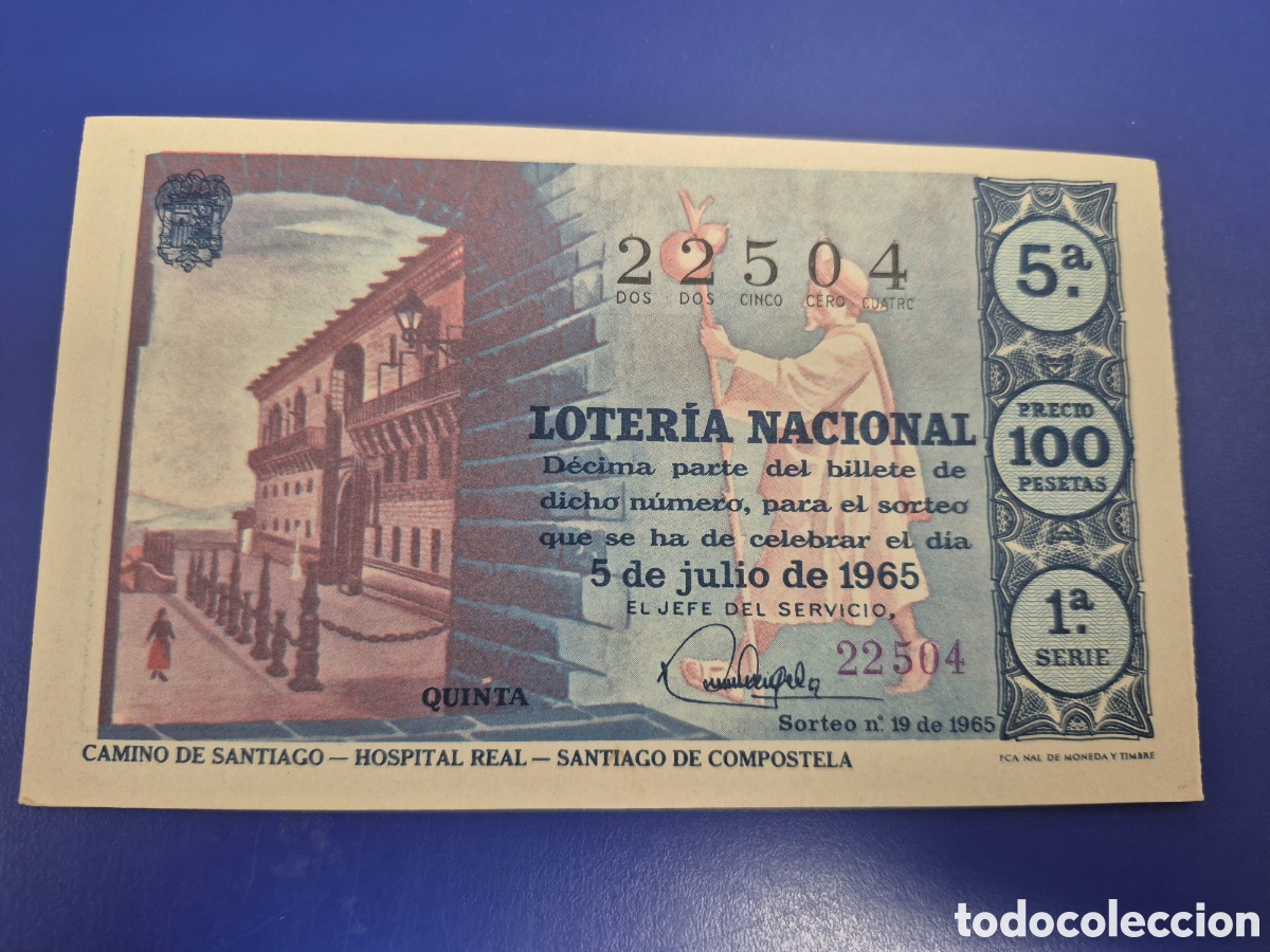 Loter&iacute;a Nacional: LOTERIA NACIONAL SORTEO 19 DE 1965 SERIE 1