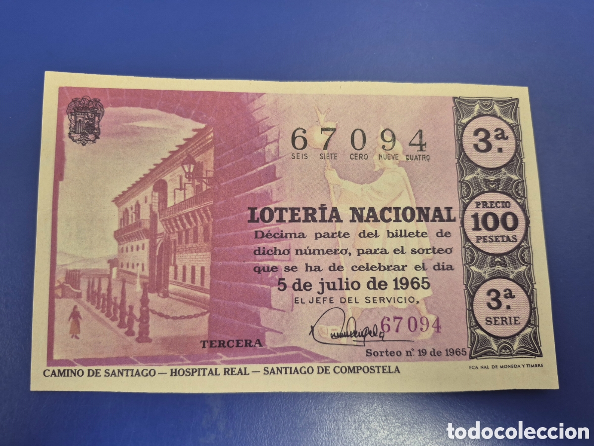 Loter&iacute;a Nacional: LOTERIA NACIONAL SORTEO 19 DE 1965 SERIE 3