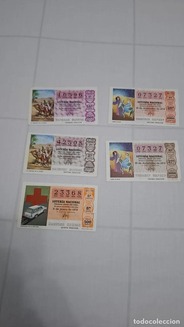 Loter&iacute;a Nacional: Cinco billetes de loter&iacute;a del a&ntilde;o 1979