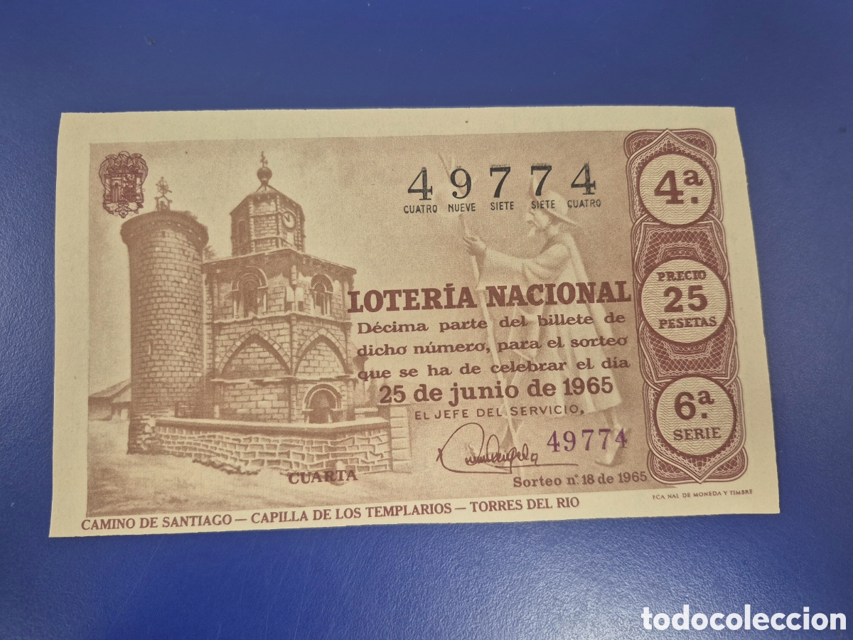 Loter&iacute;a Nacional: LOTERIA NACIONAL SORTEO 18 DE 1965 SERIE 6